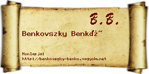 Benkovszky Benkő névjegykártya